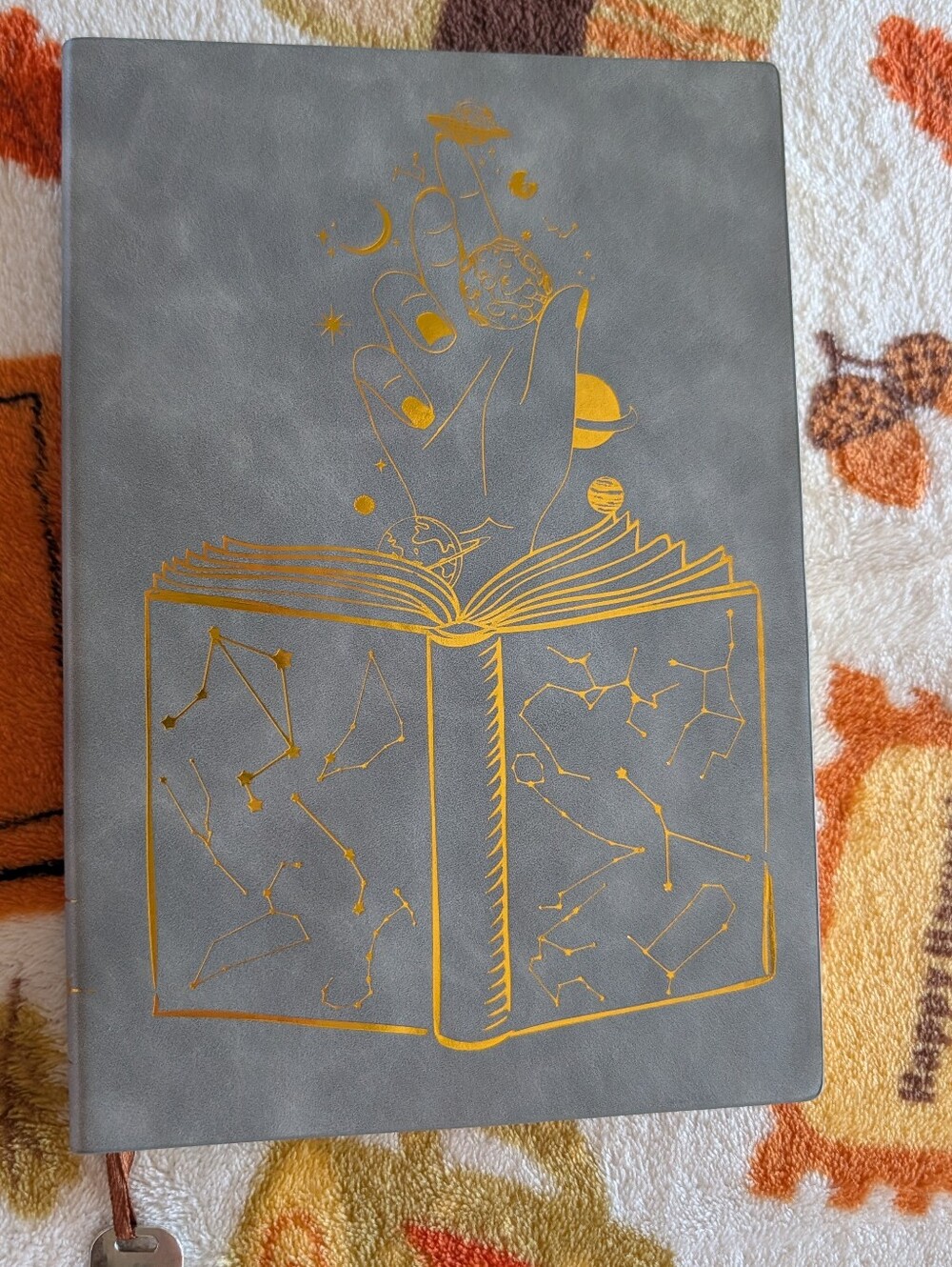 Bookish Box Gray Journal with Gold Foil Celestial Book Design